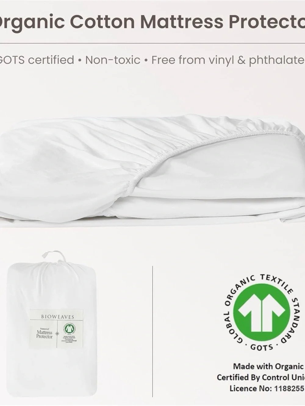 Bioweaves Organic Waterproof Mattress Protector Twin Size New Open Box